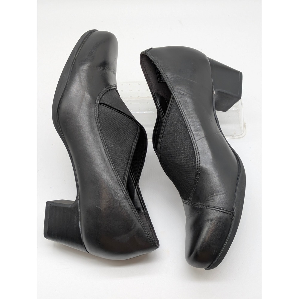 Clarks Unstructured Black Leather Comfort Pumps Low Heel Slip On Women's 7M - Picture 10 of 12